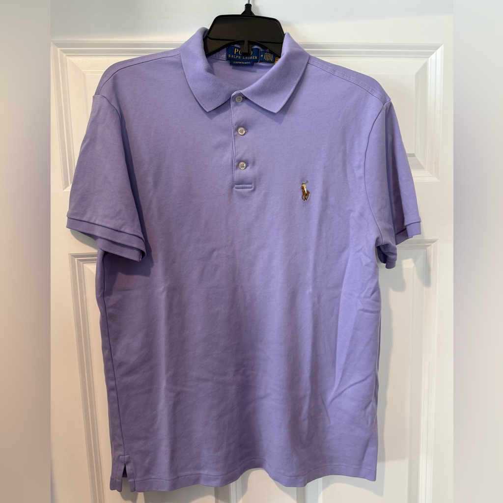 Polo Ralph Lauren Light Purple Lavender Custom Slim Fit Cotton Polo M